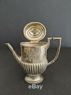 Sterling Silver Antique Thé / Café Set Bernard Hertz Danemark 1800 Fin De 463g