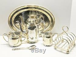 Très Rare Canadien Pacifique Chemin De Fer Cpr Elkington & Co Argent Plate Tea Set