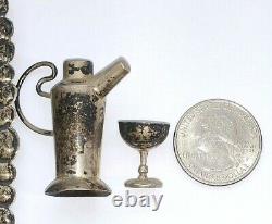 Vintage 8 Pc. Miniature Dollhouse Gobelets & Tray Sterling Silver Tea Set Mexique