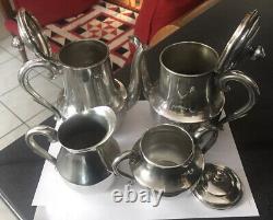 Vintage Allemand Wilhelm Wolff Silver Plate Deco Jugendssil 4 Pc Tea Coffee Set