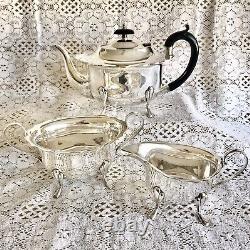 Vintage Argent Plaqué Style Géorgien Teapot Teapot Ensemble De Lait Et De Sucre