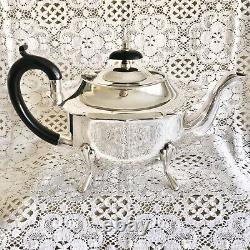 Vintage Argent Plaqué Style Géorgien Teapot Teapot Ensemble De Lait Et De Sucre