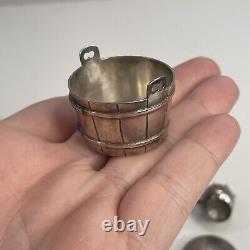 Vintage Argent Sterling 925 Miniature Dollhouse Tea Set Lot Tasses Pitcher Bucket