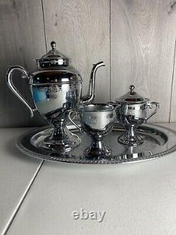 Vintage Art Déco Silverplate Sheffield Tea Set 4 Pièces Beautiful Brand Nouveau