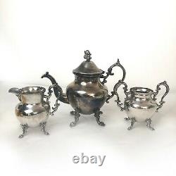 Vintage Birmingham Silver Company Tea Set Argent Sur Cuivre