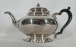 Vintage Heirloom Bennington Silverplate Avec Poignées De Bois 5 Pc Tea / Coffee Set