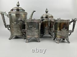 Vintage Meriden B. Entreprise Cafetière/tea Set 4 Pc Argenterie 1913