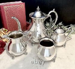 Vintage Silver Plated Tea Coffee Service Tilting Tea Pot Bcs England 5 Pc Set