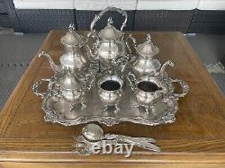 Vintage Silverplate Tea Set Anglais Argent Mfc Corp. Ensemble Complet De 10 Pièces