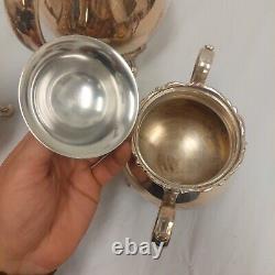 Vintage Webster Wilcox Joanne Argent Plaqué 3pc Tea Set Pot Crème Sucre Bowl
