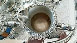Webster Wilcox Comtesse Tea/cafee Set Creamer/sugar Tray 5 Pièces Argent Assiette