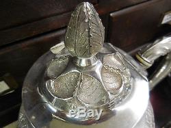 Wilson Philadelphia American Coin Silver 4 Pces Teaset Oyster Shell Motif C. 1830